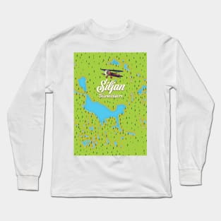 Siljan Lake Sweden map Long Sleeve T-Shirt